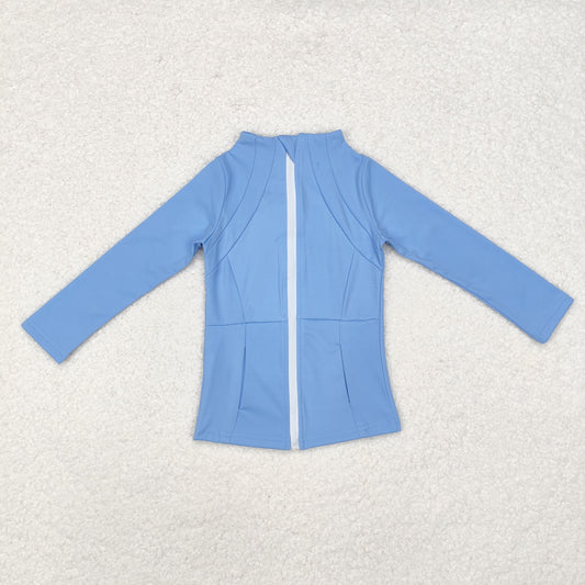 GT0684 Blue Color Girls Yoga Athletic Wear Zipper Jackets Top