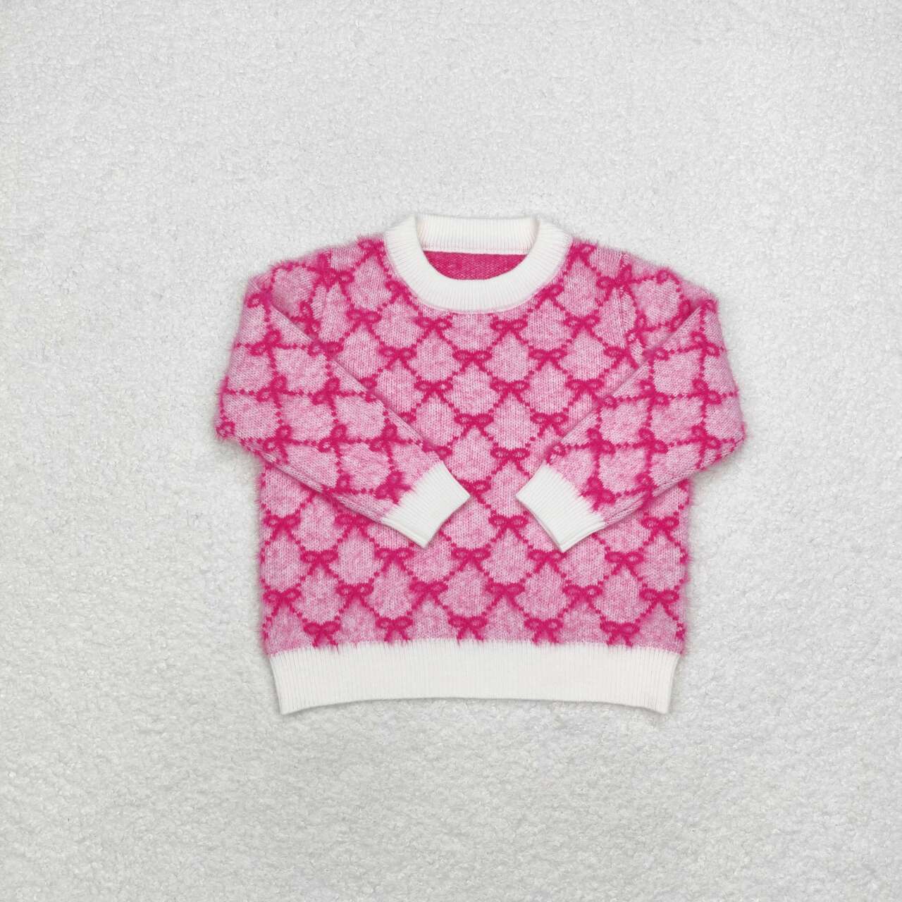 GT0686 Hotpink Bows Girls Fall Sweater Top