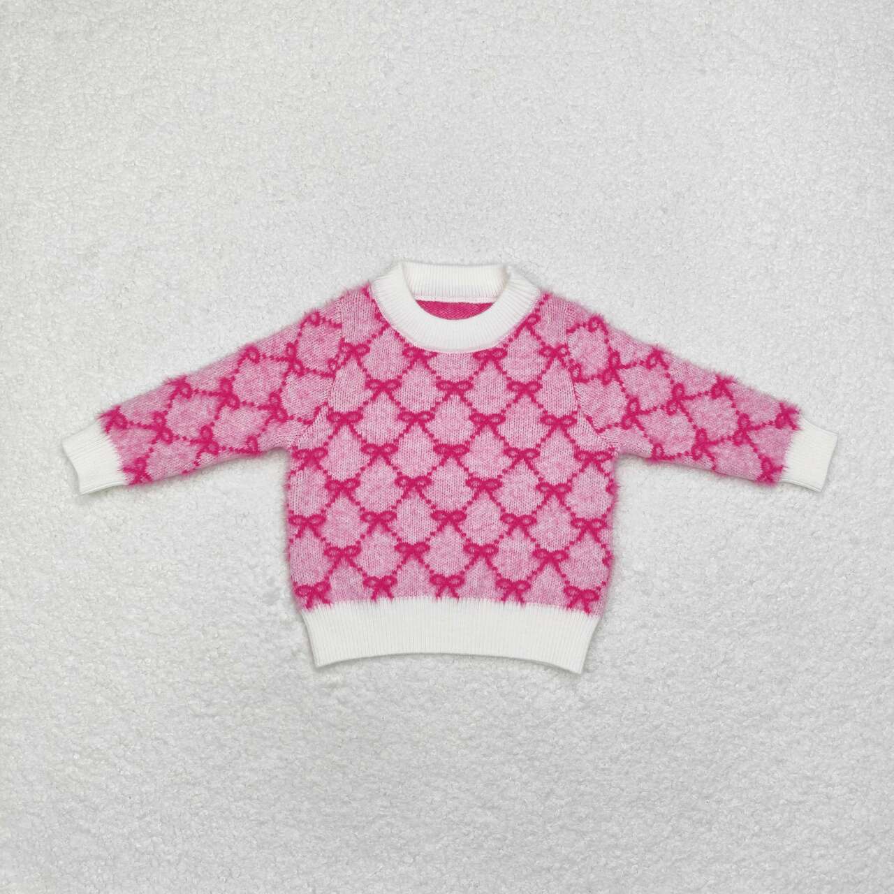 GT0686 Hotpink Bows Girls Fall Sweater Top