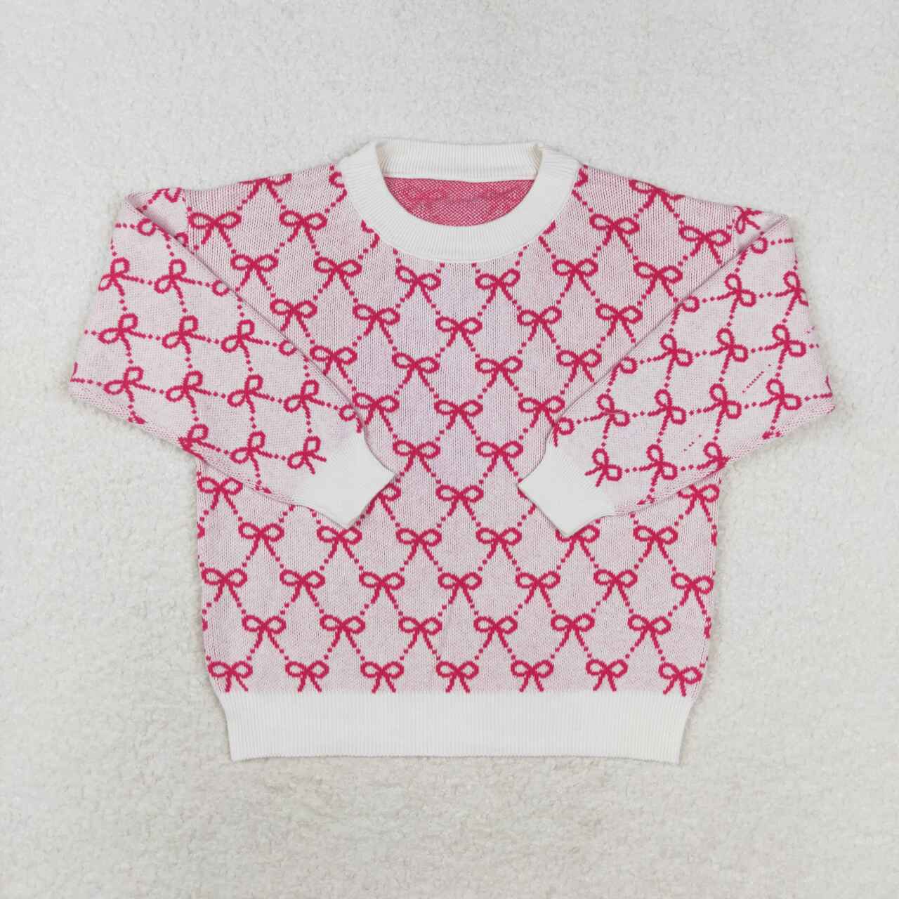 GT0687 Hotpink Bows Girls Fall Sweater Top