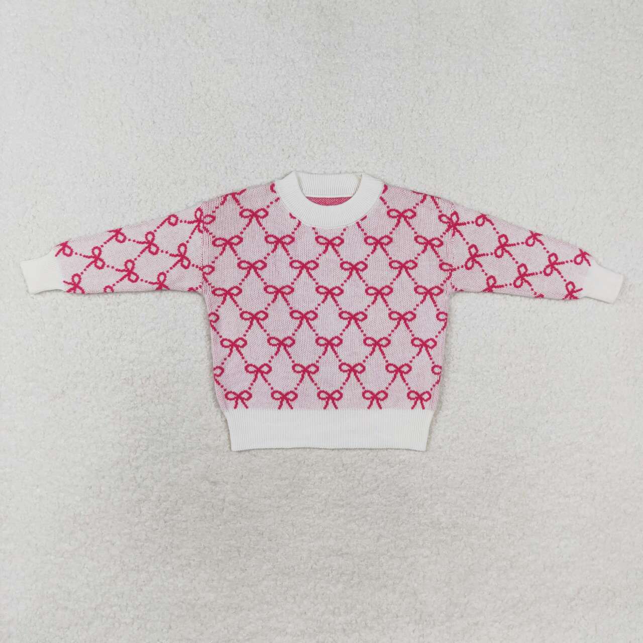 GT0687 Hotpink Bows Girls Fall Sweater Top