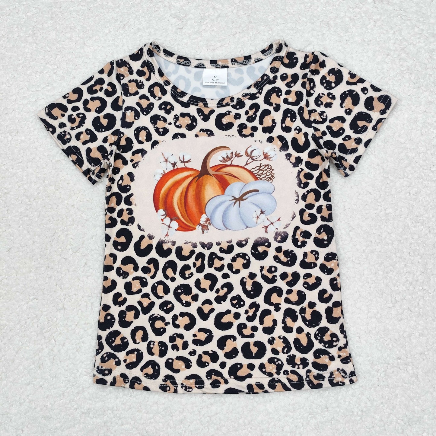 Leopard Pumpkin Print Mom and Me Fall Tee Shirts Top