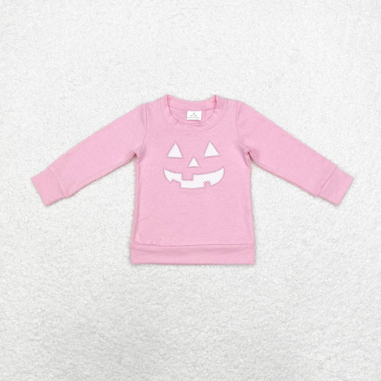 GT0717 Ghost Face Embroidery Pink Color Girls Halloween Tee Shirts Top