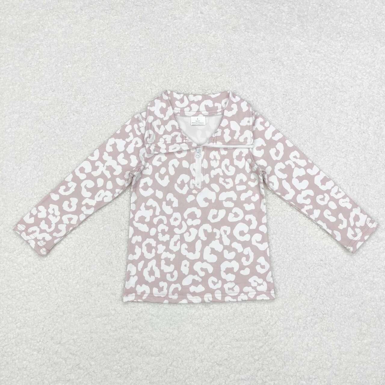 GT0720 Leopard Print Girls Fall Pullover Zipper Tee Shirts Top