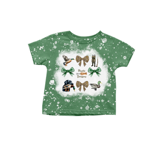 (Pre-order)GT0747 Duck Dog Bows Print Girls Tee Shirts Top