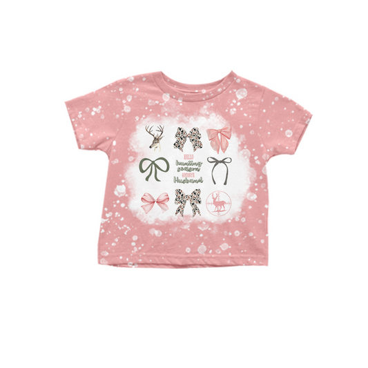 (Pre-order)GT0748 Deer Bows Print Girls Tee Shirts Top