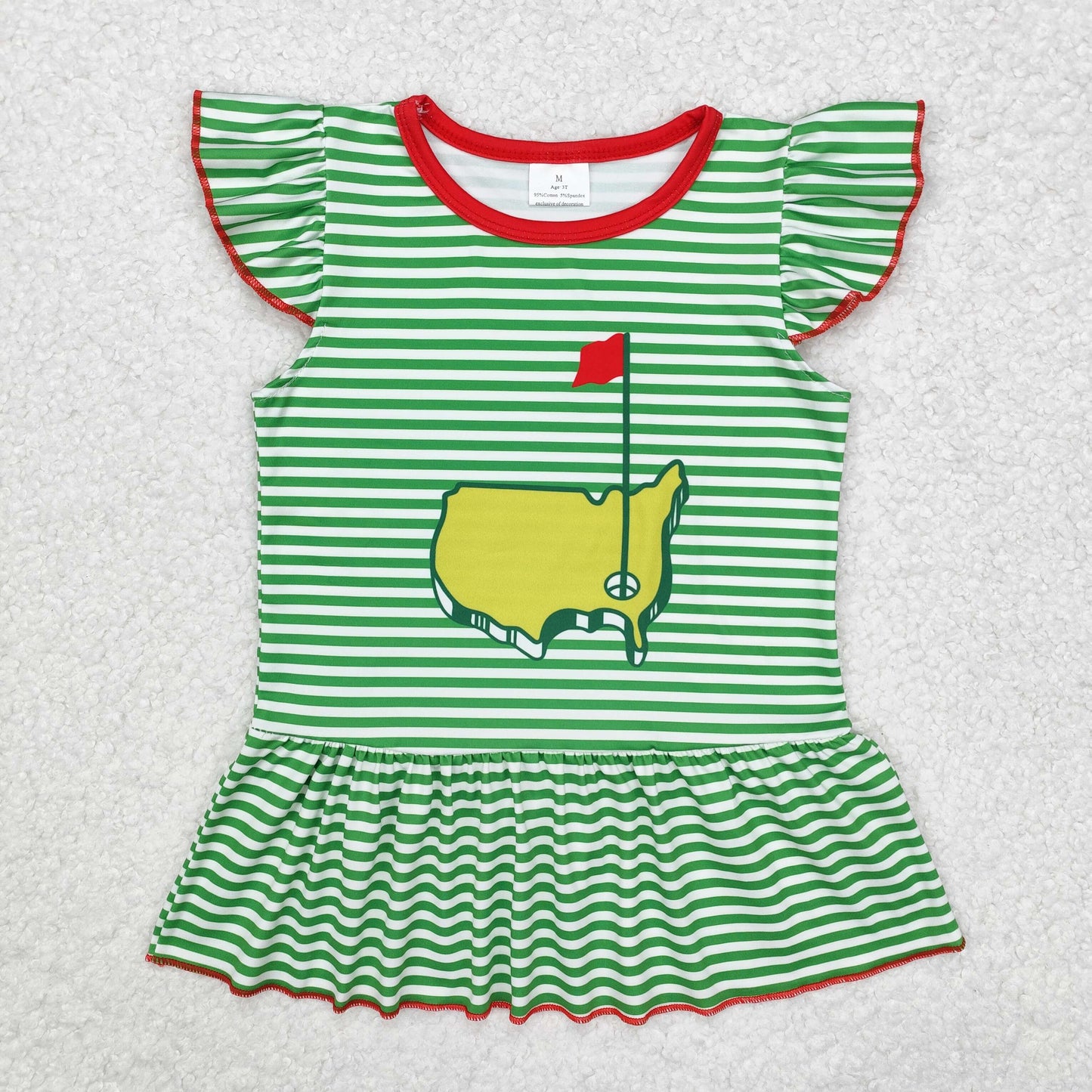 Golf Hole Green Stripes Print Sibling Summer Matching Clothes