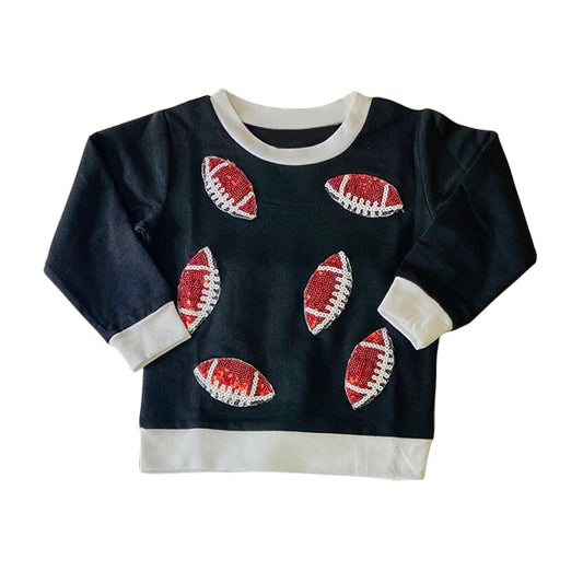 (Pre-order)GT0773  Football Navy Print Girls Fall Tee Shirts Top