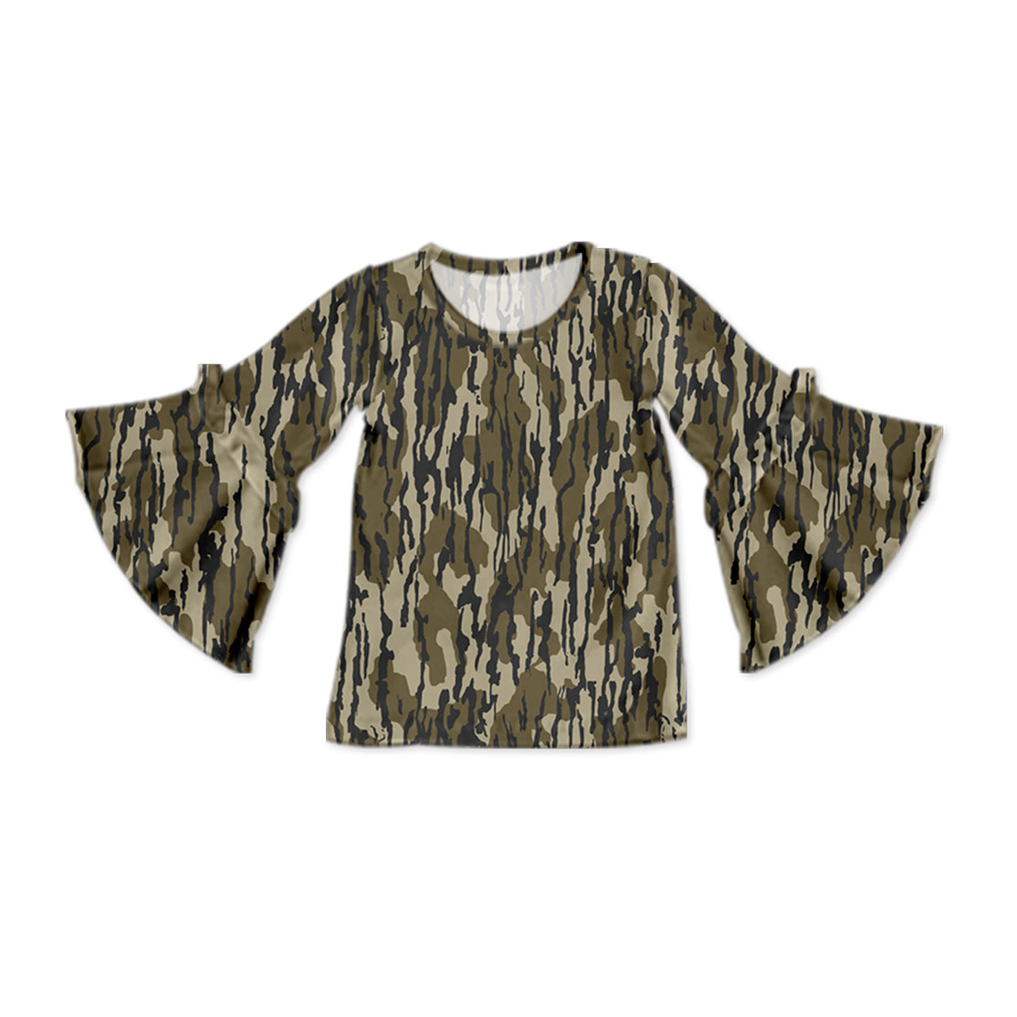 (Pre-order)GT0787  Camo Print Girls Flare Sleeve Tee Shirts Top