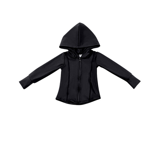 (Pre-order)GT0809  Black Color Girls Zipper Jacket Top