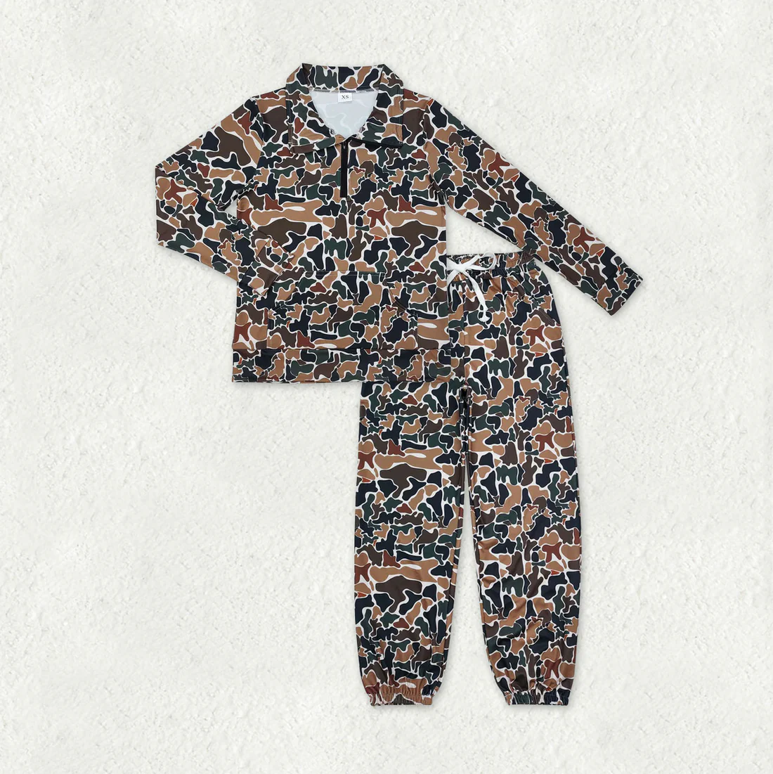 3 Colors Camo Print Zipper Pullover Top Jogger Pants Family Fall Hunting Matching Clothes