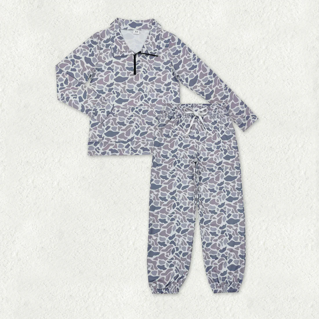 3 Colors Camo Print Zipper Pullover Top Jogger Pants Family Fall Hunting Matching Clothes