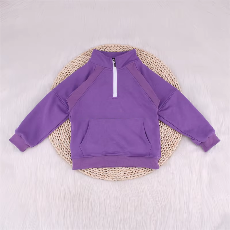 (Pre-order)GT0842 Purple Color Girls Yoga Athletic Wear Zipper Pullover Top