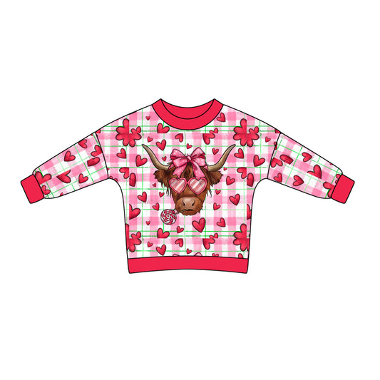 (Pre-order)GT0853 Heifer Heart Print Girls Valentine's Day Top