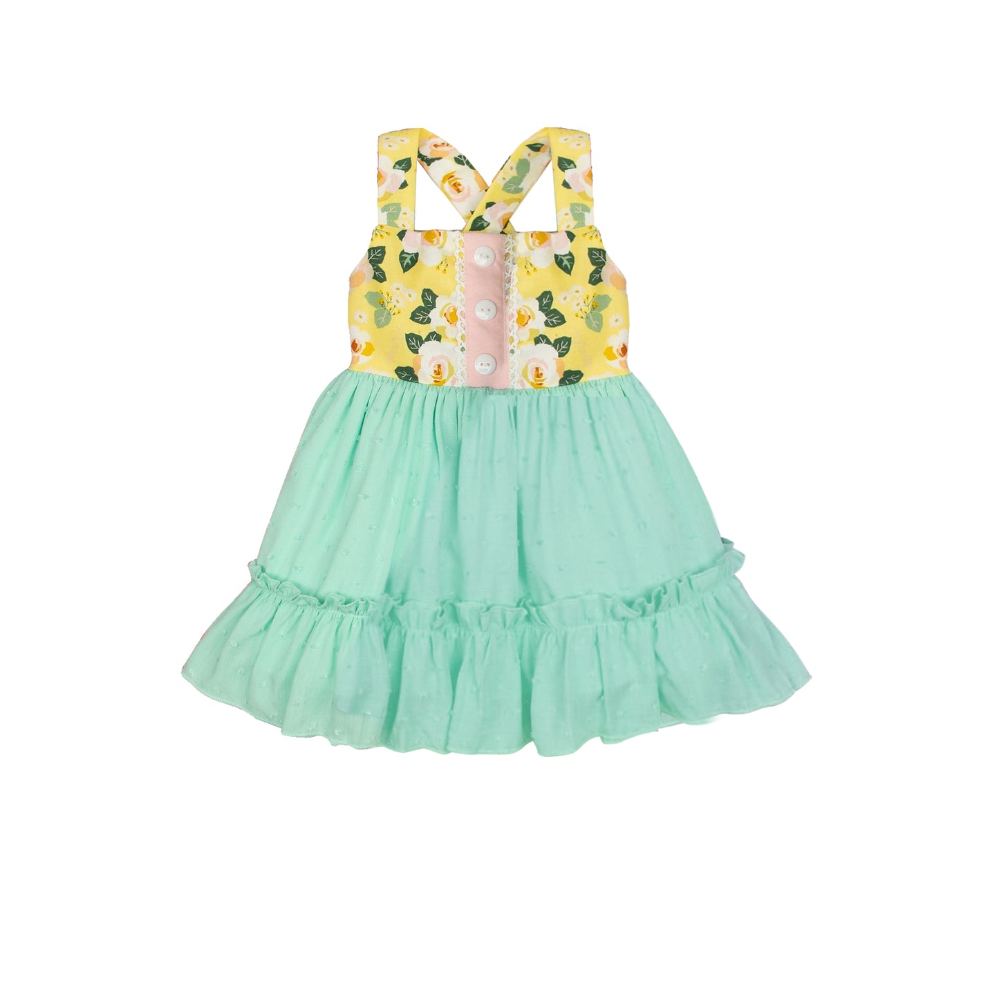 (Pre-order)GT0859 Green Flowers Print Girls Top