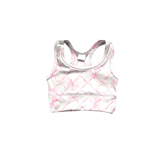 (Pre-order)GT0883 Pink Tennis Bow Yoga Vest Top Girls Athletic Wear