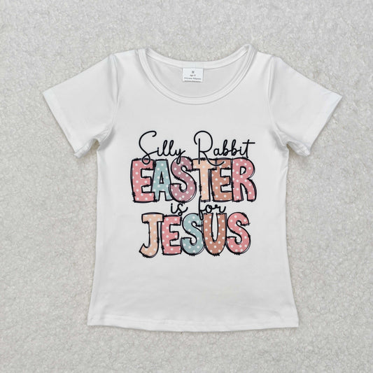 GT0898 Easter Jesus Print Girls Short Sleeve Tee Shirts Top