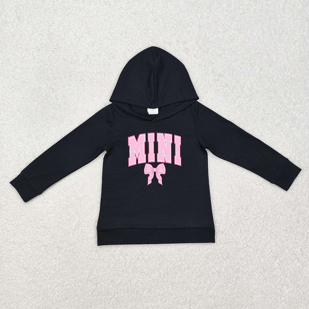 Mom and Me Black MINI/MAMA Vinyl Long Sleeve Hoodie Top