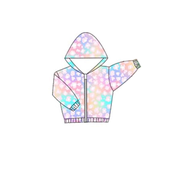 (Pre-order)GT0913 Tie-dye Print Girls Zipper Jackets Hoodie Top