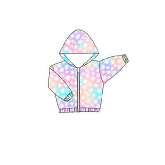 (Pre-order)GT0913 Tie-dye Print Girls Zipper Jackets Hoodie Top