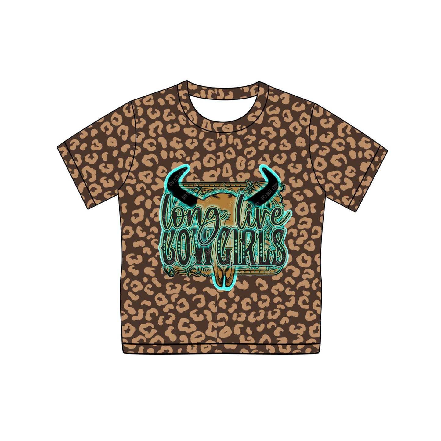 (Pre-order)GT0933  Cowgirls Leopard Print Girls Short Sleeve Tee Shirts Top