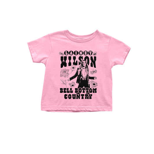 (Pre-order)GT0978 Country Star Singer Wilson Pink Print Girls Summer Tee Shirts Top