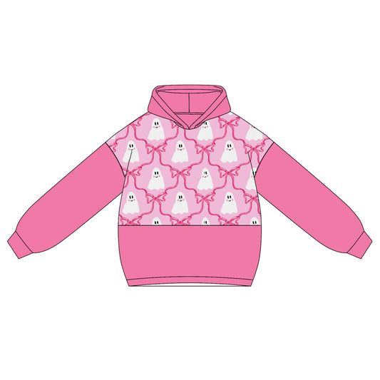 (Pre-order)GT1038 Ghost Bows Pink Print Girls Halloween Hoodie Top