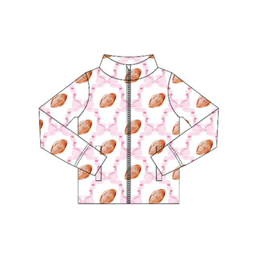 (Pre-order)GT1088 Football Pink Bows Girls Yoga Zipper Jackets Top