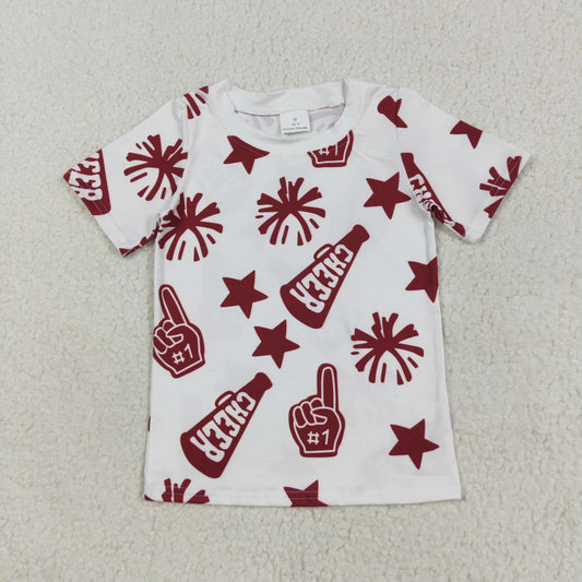 GT1093 Wine Cheer Print Kids Summer Tee Shirts Top