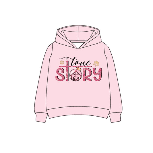 (Pre-order)GT1098 True Story Nativity Girls Christmas Hoodie Top