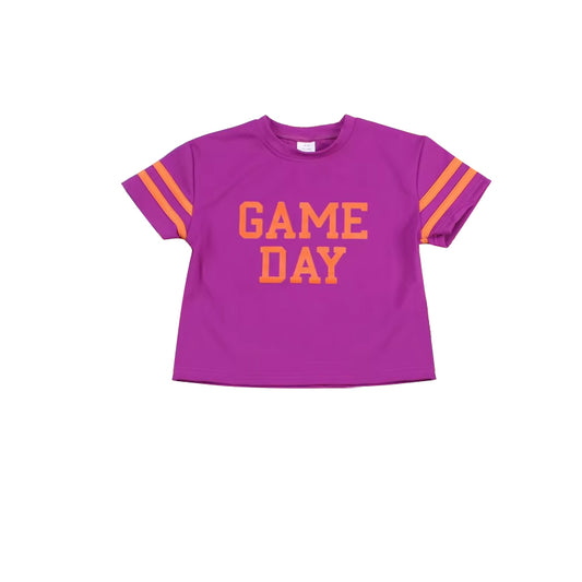 (Pre-order)GT1099 Game Day Purple Print Girls Summer Tee Shirts Top