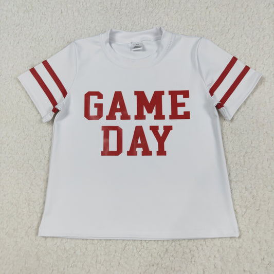 GT1102 Game Day White Red Print Girls Summer Tee Shirts Top
