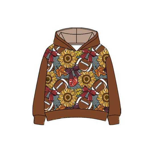 (Pre-order)GT1113 Sunflowers Football Print Boys Fall Hoodie Top