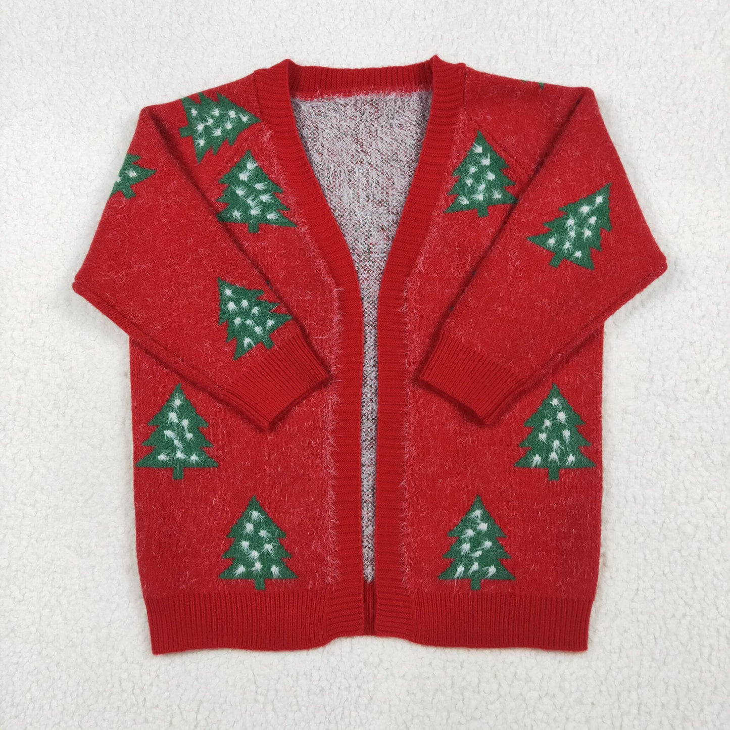 GT1114 Red Christmas Tree Baby Girls Sweater Cardigan