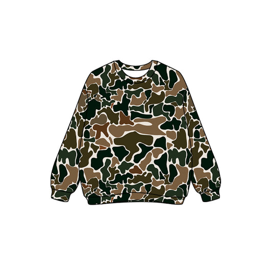 (Pre-order)GT1122 Adult Brown Camo Print Woman Long Sleeve Tee Shirts Top