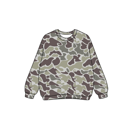 (Pre-order)GT1124 Adult Brown Camo Print Woman Long Sleeve Tee Shirts Top