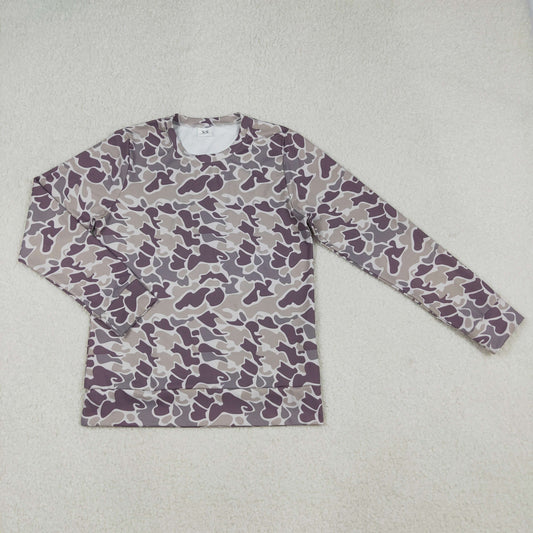 GT1124 Adult Brown Camo Print Woman Long Sleeve Tee Shirts Top