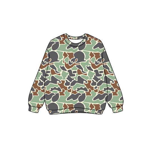 (Pre-order)GT1125 Adult Green Camo Print Woman Long Sleeve Tee Shirts Top