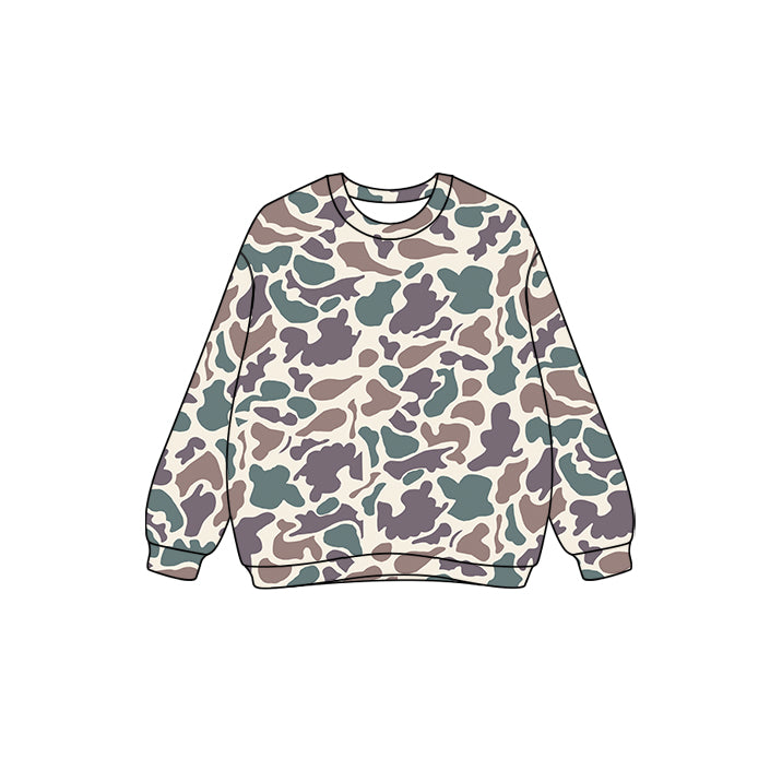 (Pre-order)GT1126 Adult Purple Camo Print Woman Long Sleeve Tee Shirts Top