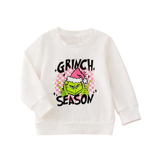 (Pre-order)GT1131 Green Frog Season Print Girls Christmas Long Sleeve Tee Shirts Top