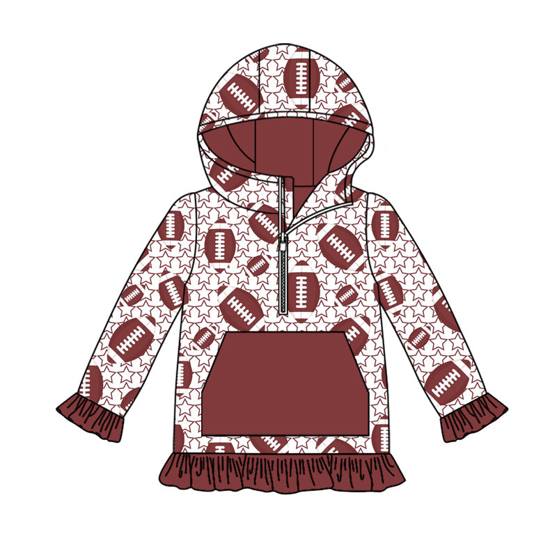 (Pre-order)GT1138 Football Stars Print Girls Fall Hoodie Zipper Top