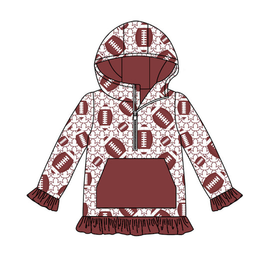 (Pre-order)GT1138 Football Stars Print Girls Fall Hoodie Zipper Top