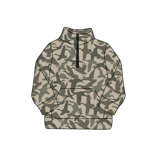 (Pre-order)GT1176 Adult Duck Camo Print Woman Zipper Pullover Yoga Top