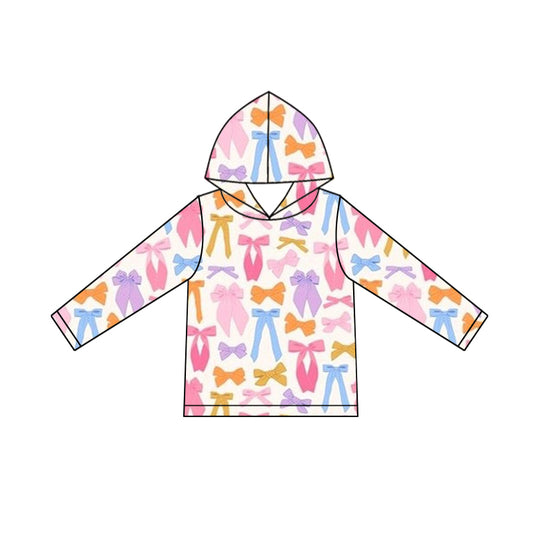 (Pre-order)GT1241 Colorful Bows Print Girls Long Sleeve Hoodie Top