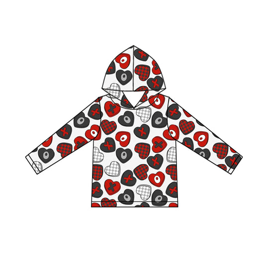 (Pre-order)GT1243 XOXO Heart Print Girls Valentine's Day Hoodie Top