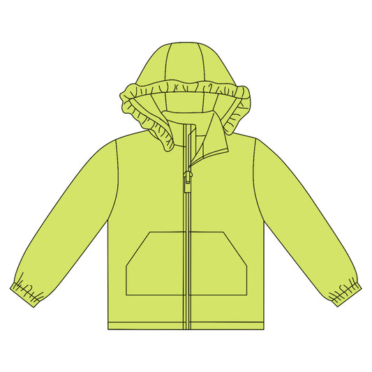 (Pre-order)GT1274 Lime Green Color Girls Long Sleeve Zipper Hoodie Pockets Jackets Top