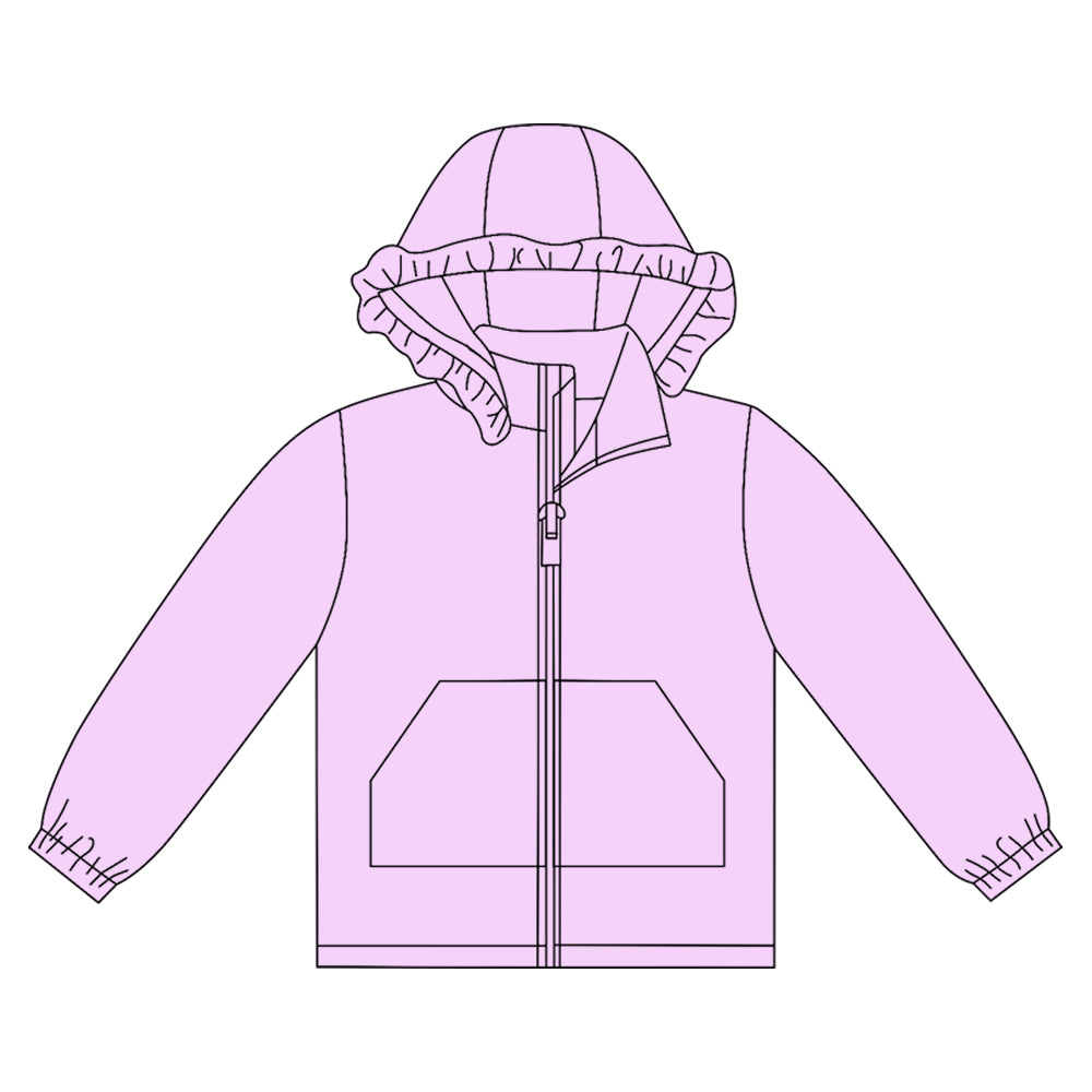 (Pre-order)GT1279 Lavender Color Girls Long Sleeve Zipper Hoodie Pockets Jackets Top