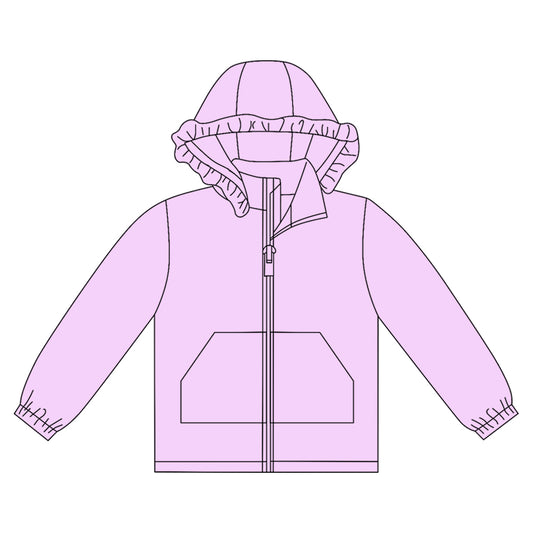 (Pre-order)GT1279 Lavender Color Girls Long Sleeve Zipper Hoodie Pockets Jackets Top