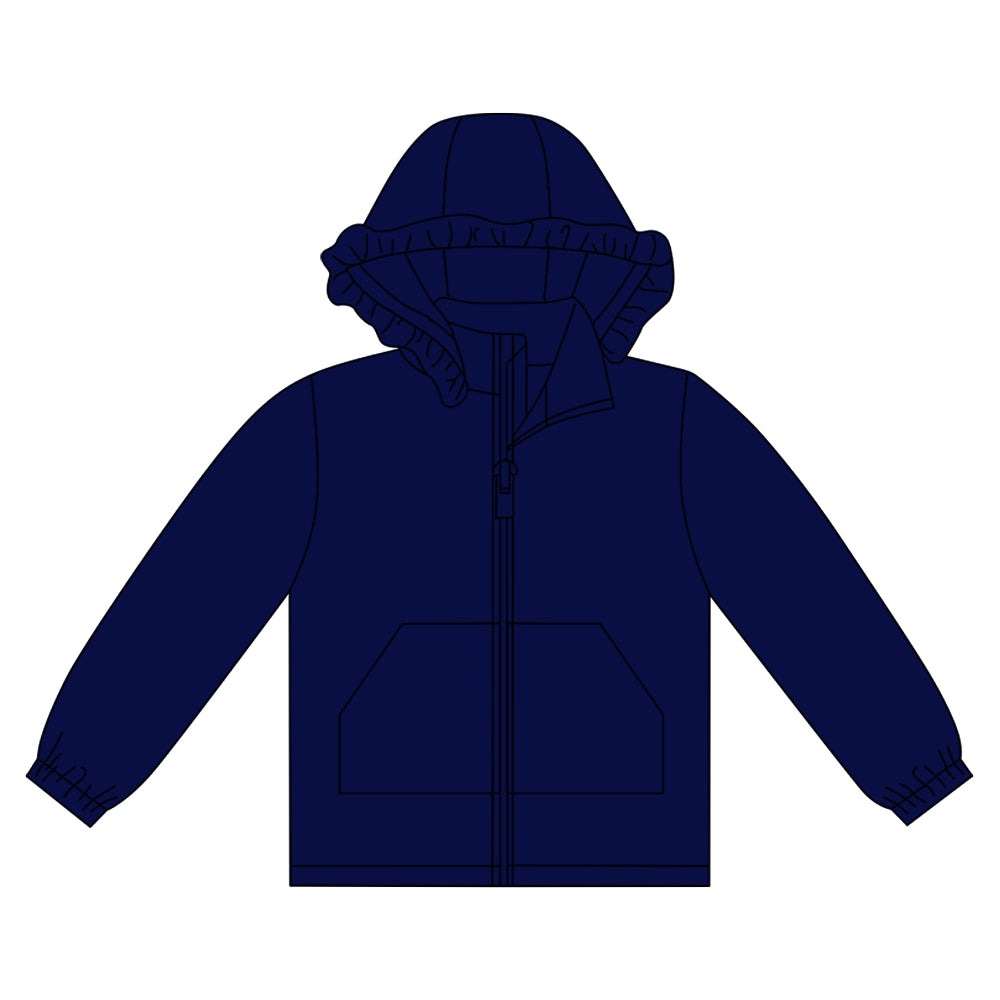 (Pre-order)GT1285 Navy Color Girls Long Sleeve Zipper Hoodie Pockets Jackets Top