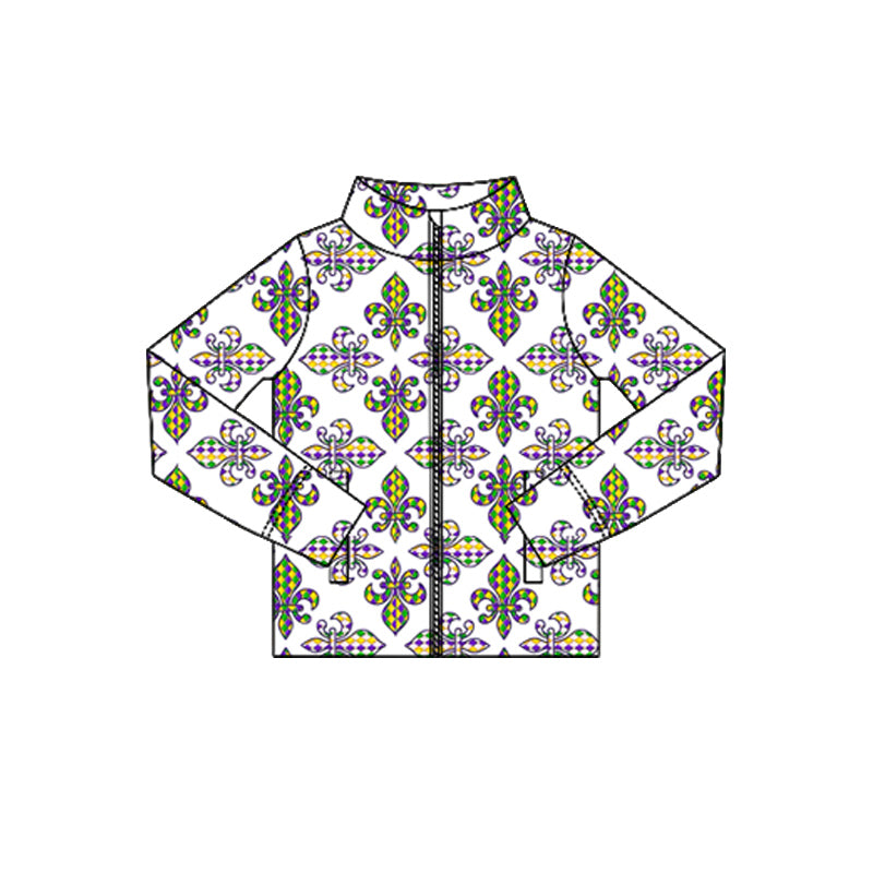 (Pre-order)GT1349 Anchor Girls Mardi Gras Yoga Zipper Pockets Jackets Top